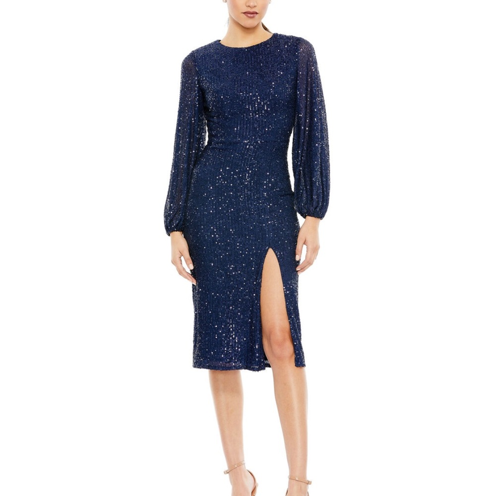 Ieena for Mac Duggal 42018 Midi Slit Skirt